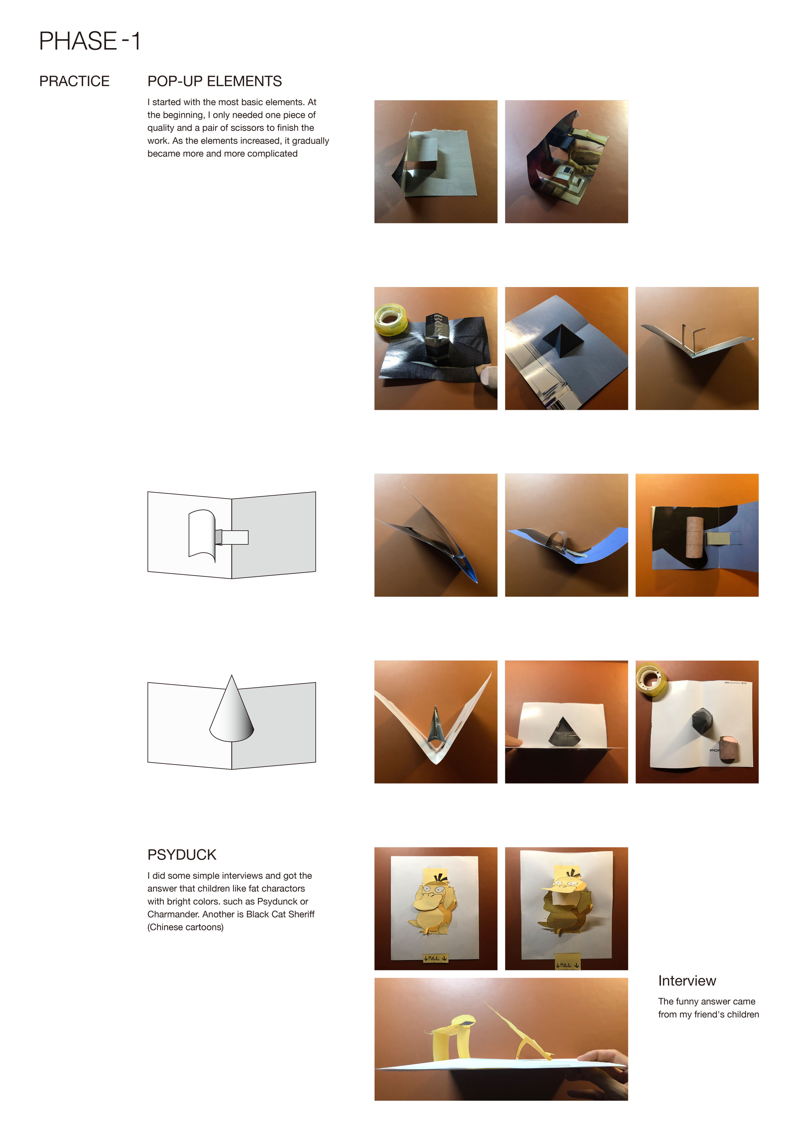 The purpose of the first phase was to get familiar with pop-up elements. At this phase, I made some pop-up elements through simple to complex exercises, which will help me in the next phases of research.